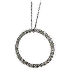 Love circle flexible diamond pendant necklace unique 14KT gold 0.96ct