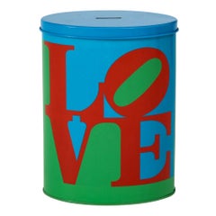 Vintage Pop Art Love Coin Bank, After Robert Indiana, Red, Blue, Green. 