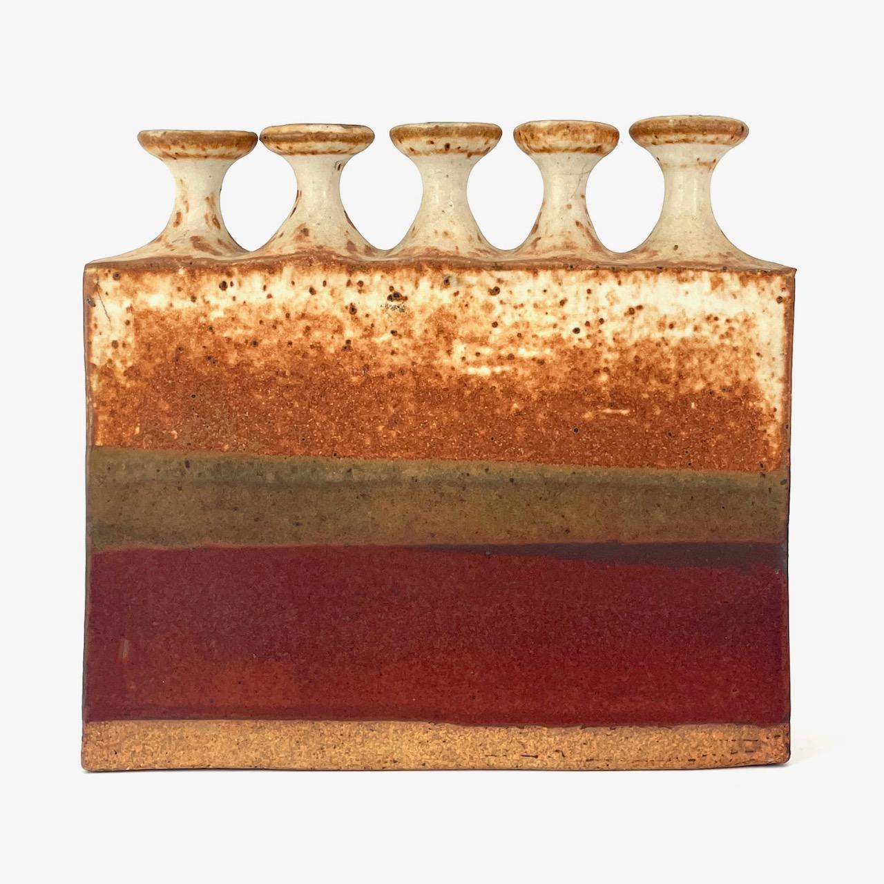 Hand-Crafted Love Collaboration William Hullow + Isabella Parks Earthtone Geometric Slab Vase For Sale