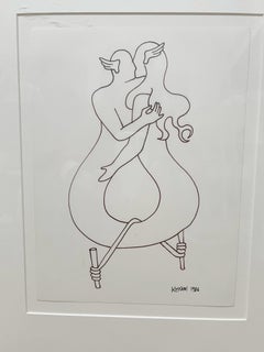 "Love Connection" Marker Drawing by Mark Kostabi, Signed