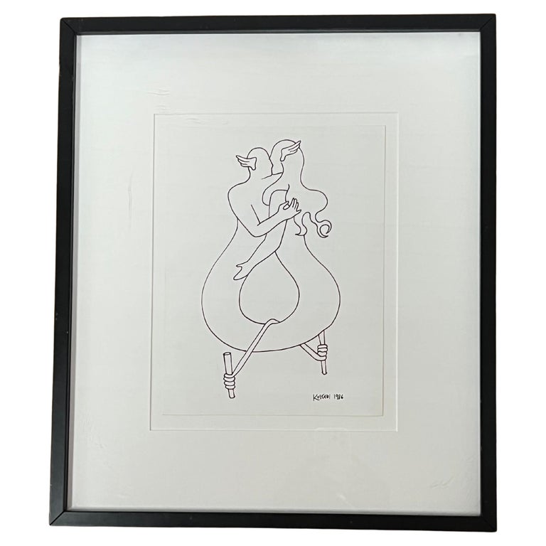 Love Connection" Marker Drawing by Mark Kostabi, Signed at 1stDibs
