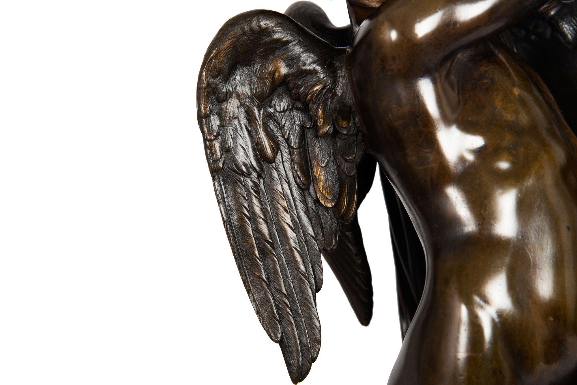 “Love Conquers” French Bronze Sculpture by Felix Sanzel circa 1870 For Sale 5