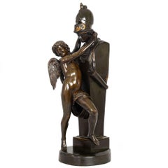 “Love Conquers” French Bronze Sculpture by Felix Sanzel circa 1870