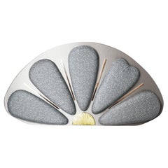 "MamaLove" Contemporary Head Board 160 Grey Earbone Wool Pillows Silvered Glass