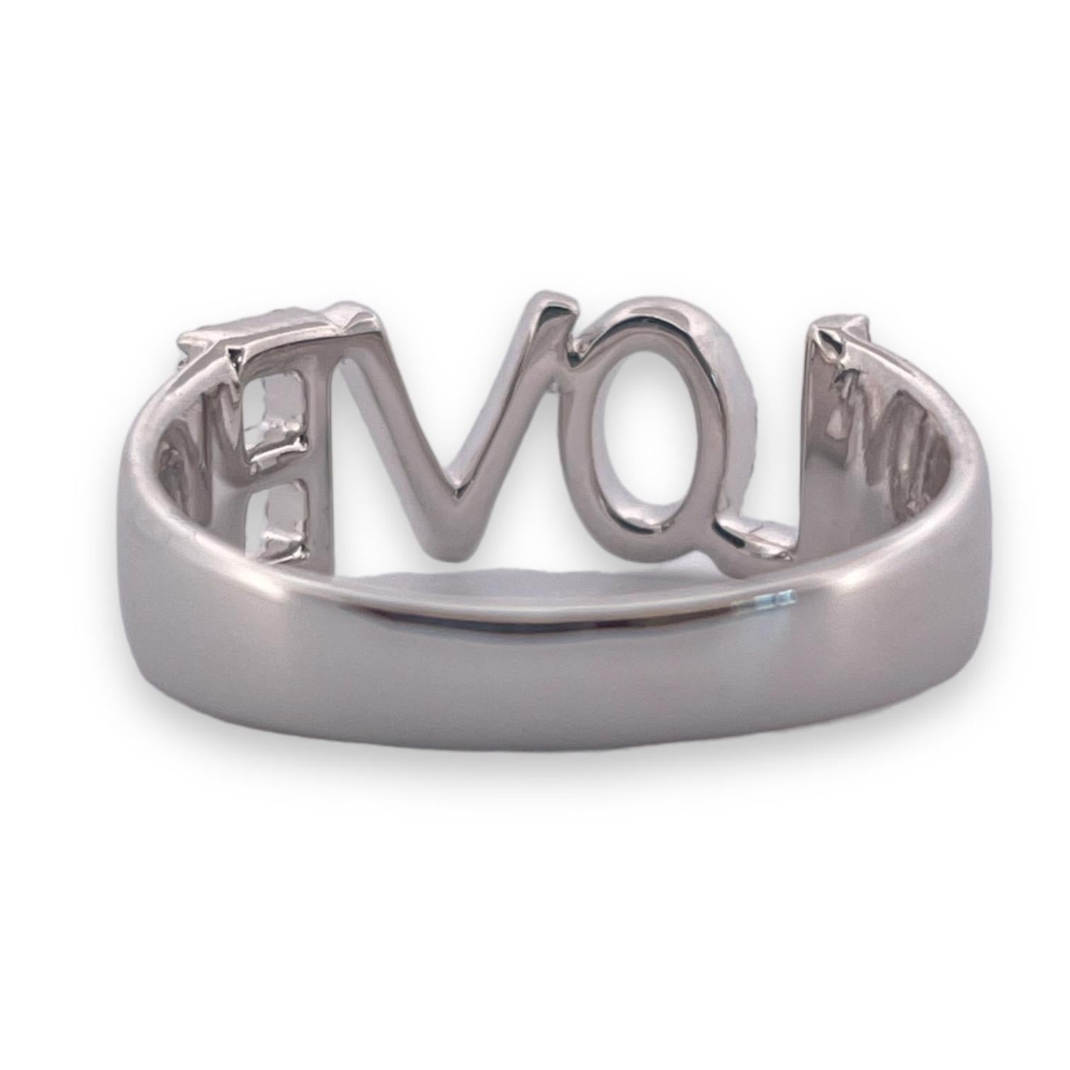 Round Cut LOVE Design Natural Diamond Ring in 14K Gold For Sale