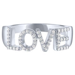 LOVE Design Natural Diamond Ring in 14K Gold