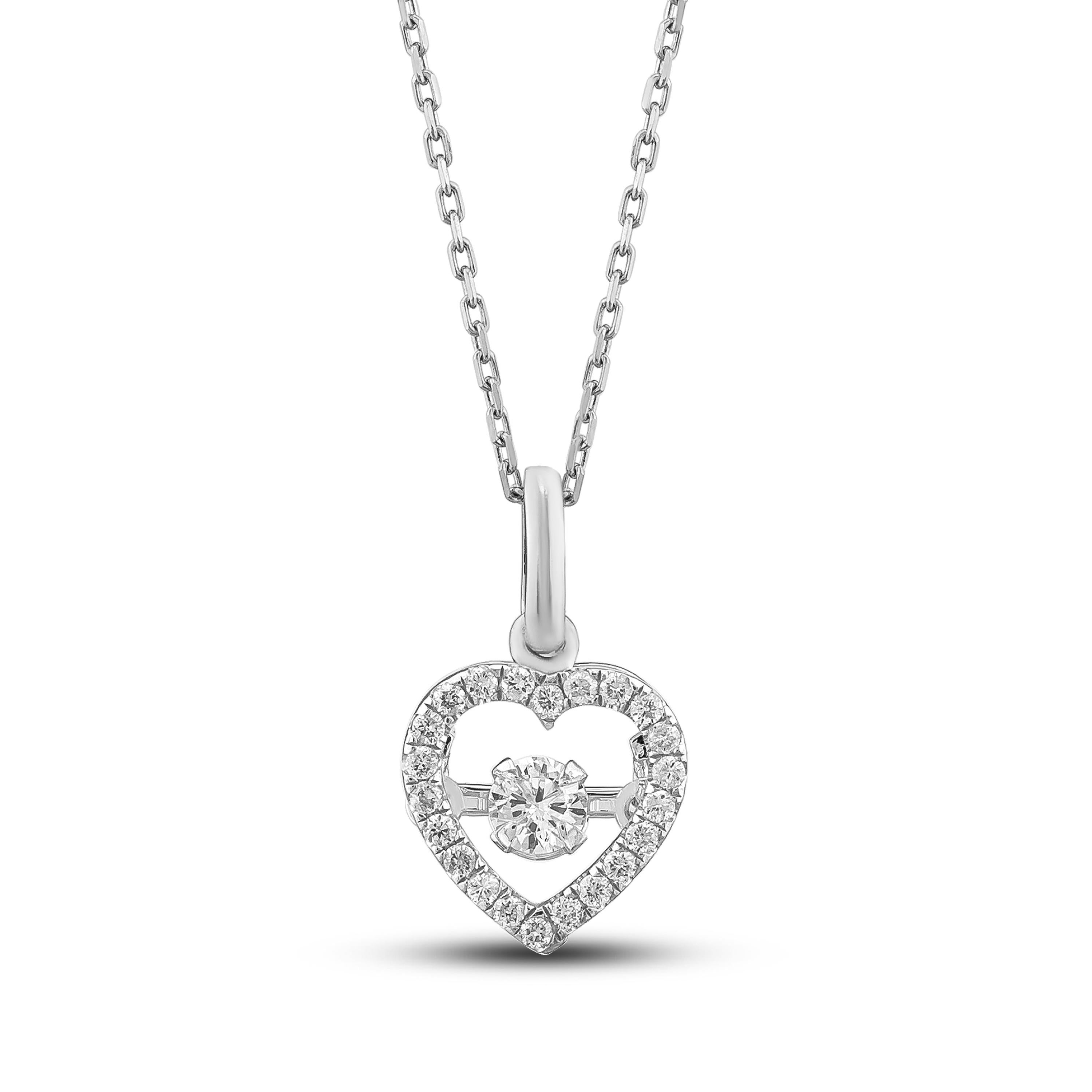 Artisan Love Diamond Pendant 18K White Gold Necklace, .20ct. White Diamonds For Sale