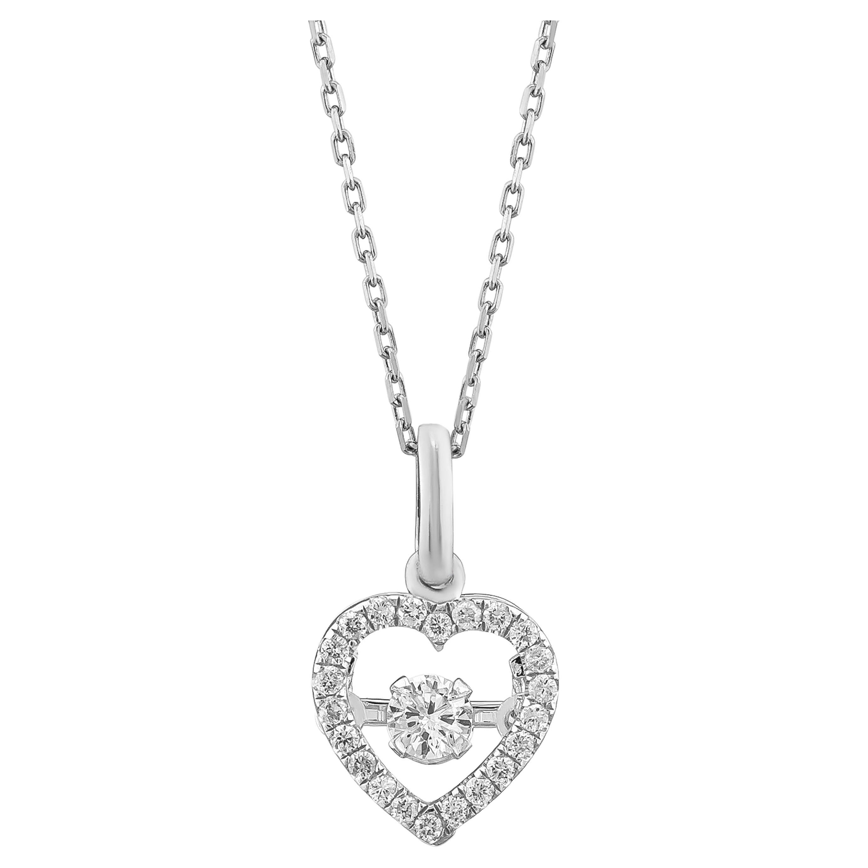 Love Diamond Pendant 18K White Gold Necklace, .20ct. White Diamonds For Sale