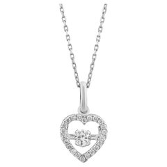 Love Diamond Pendant 18K White Gold Necklace, .20ct. White Diamonds