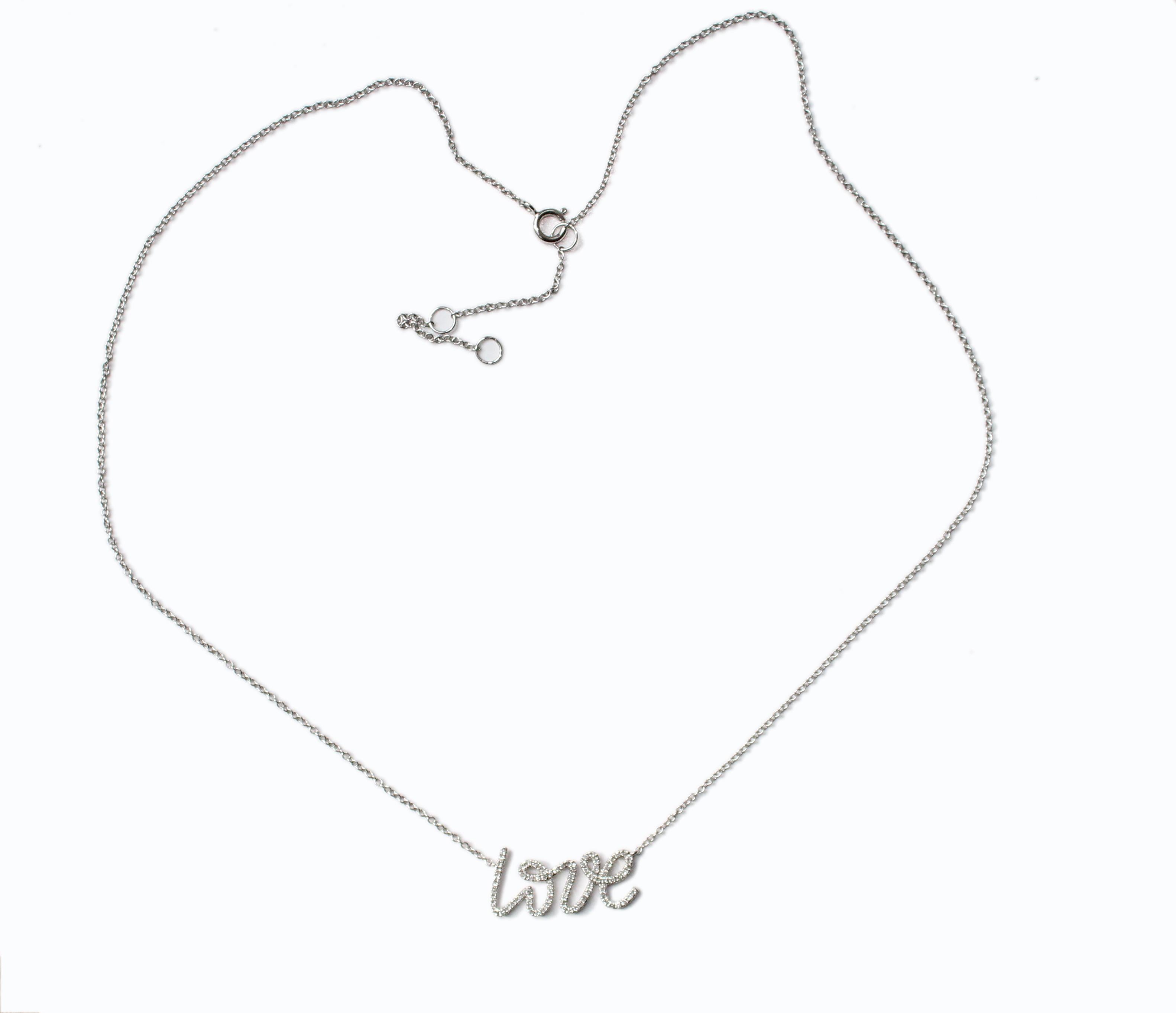 Contemporary 'Love' Diamond pendant necklace with 77 Round Diamonds For Sale