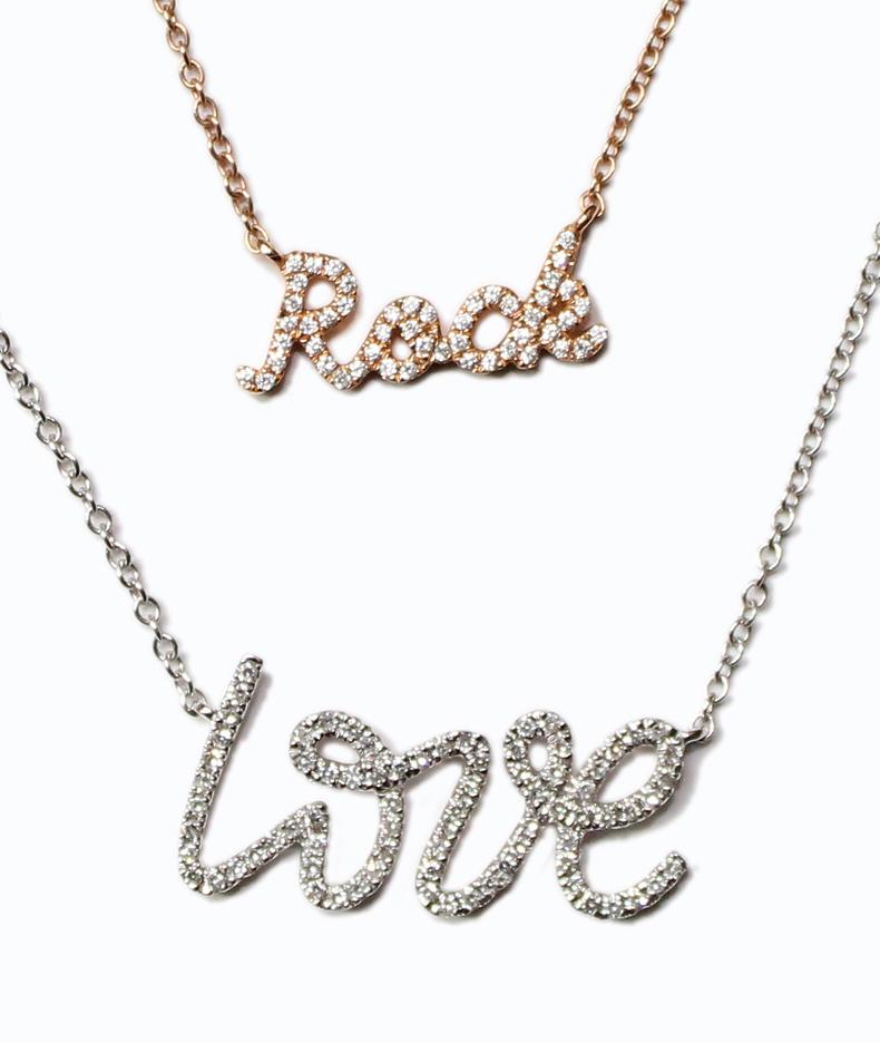 Round Cut 'Love' Diamond pendant necklace with 77 Round Diamonds For Sale