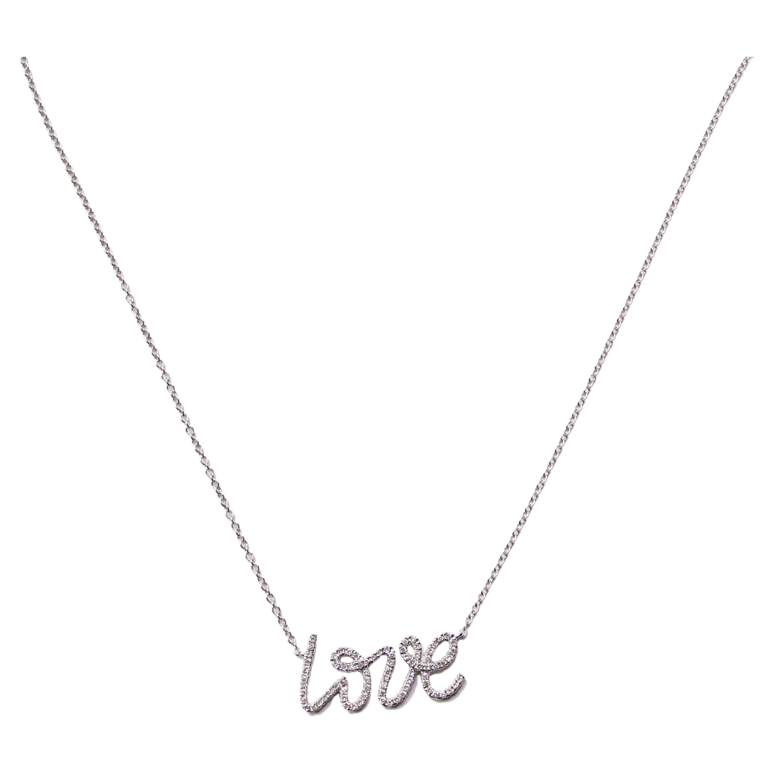 'Love' Diamond pendant necklace with 77 Round Diamonds For Sale