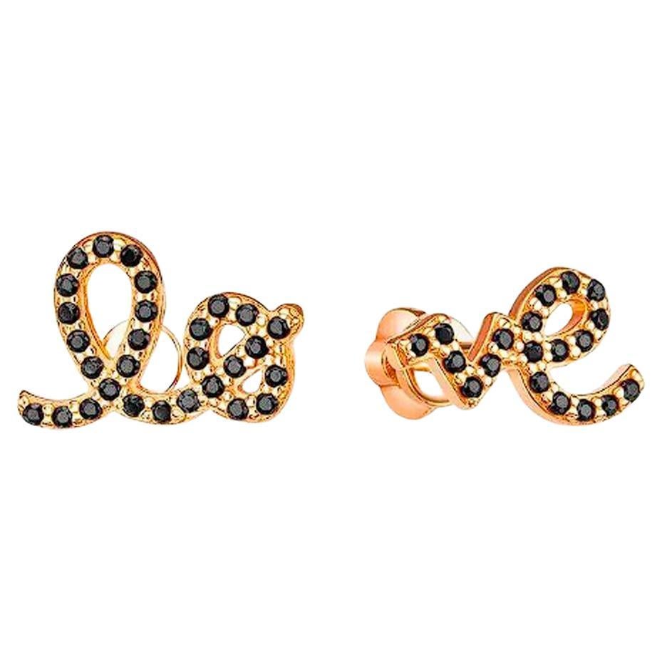 Orecchini d'amore con borchie in oro 14k. LO + VE Orecchini asimmetrici.