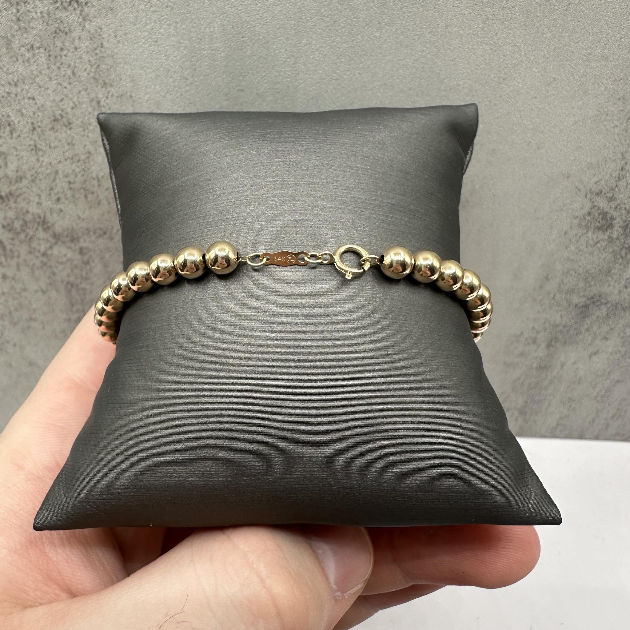 Bracciale di perle con incisione d'amore in oro giallo 14kt - perline da 5 mm, 7