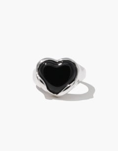 Love Flow Ring in 925 Sterling Silver & Black Basalt Stone by CLED