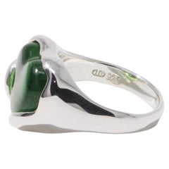 Love Flow Ring in 925 Sterling Silver & Green Forest Stone by CLED