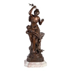 "Love Flowers" Bronze Signed Auguste Dewever