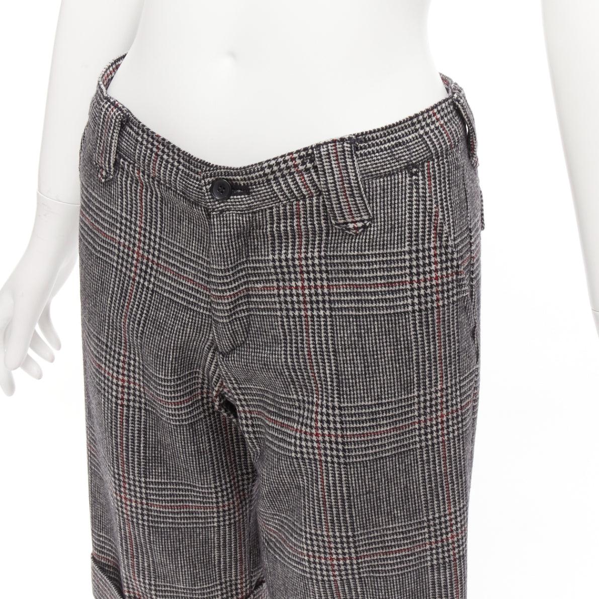 LOVE GIRLS MARKET grey wool blend houndstooth mid waist knee shorts 64cm For Sale 3