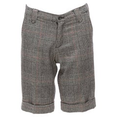 LOVE GIRLS MARKET grey wool blend houndstooth mid waist knee shorts 64cm