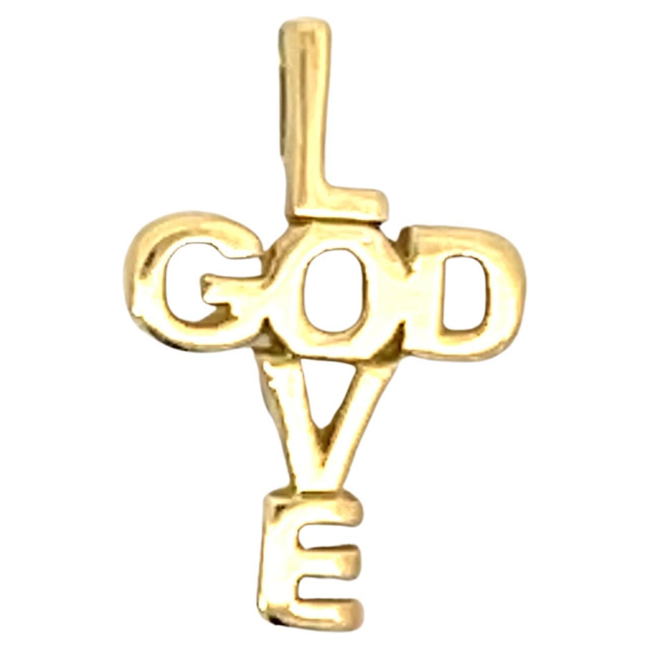 LOVE GOD Cross 18k Yellow Gold For Sale