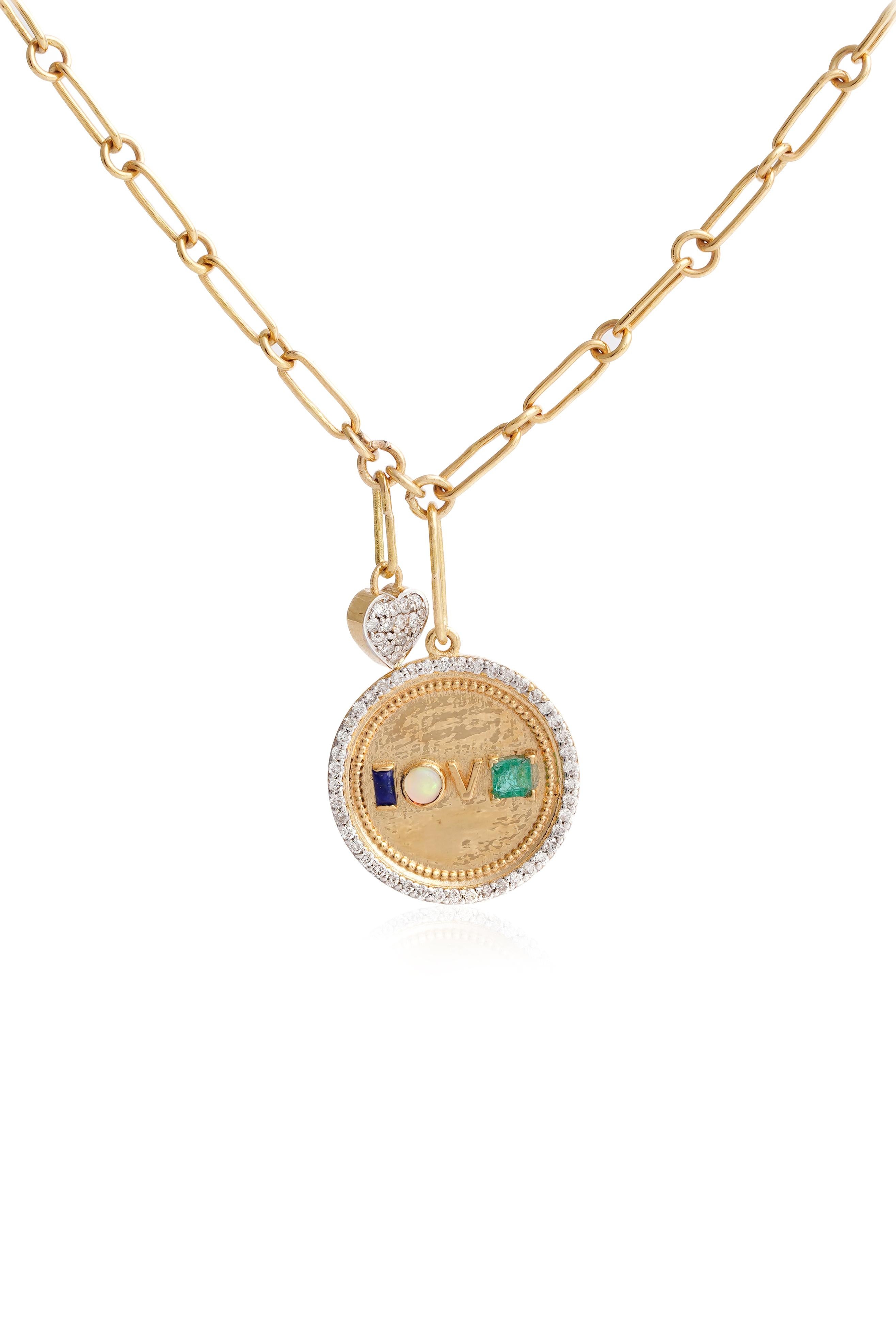 Love Gold and Diamond Medallion Necklace For Sale