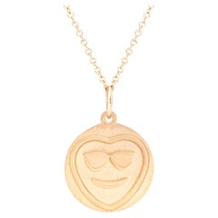 Love Heart Cool Dude Pendant on 16 Inch Chain in 18ct Yellow Gold