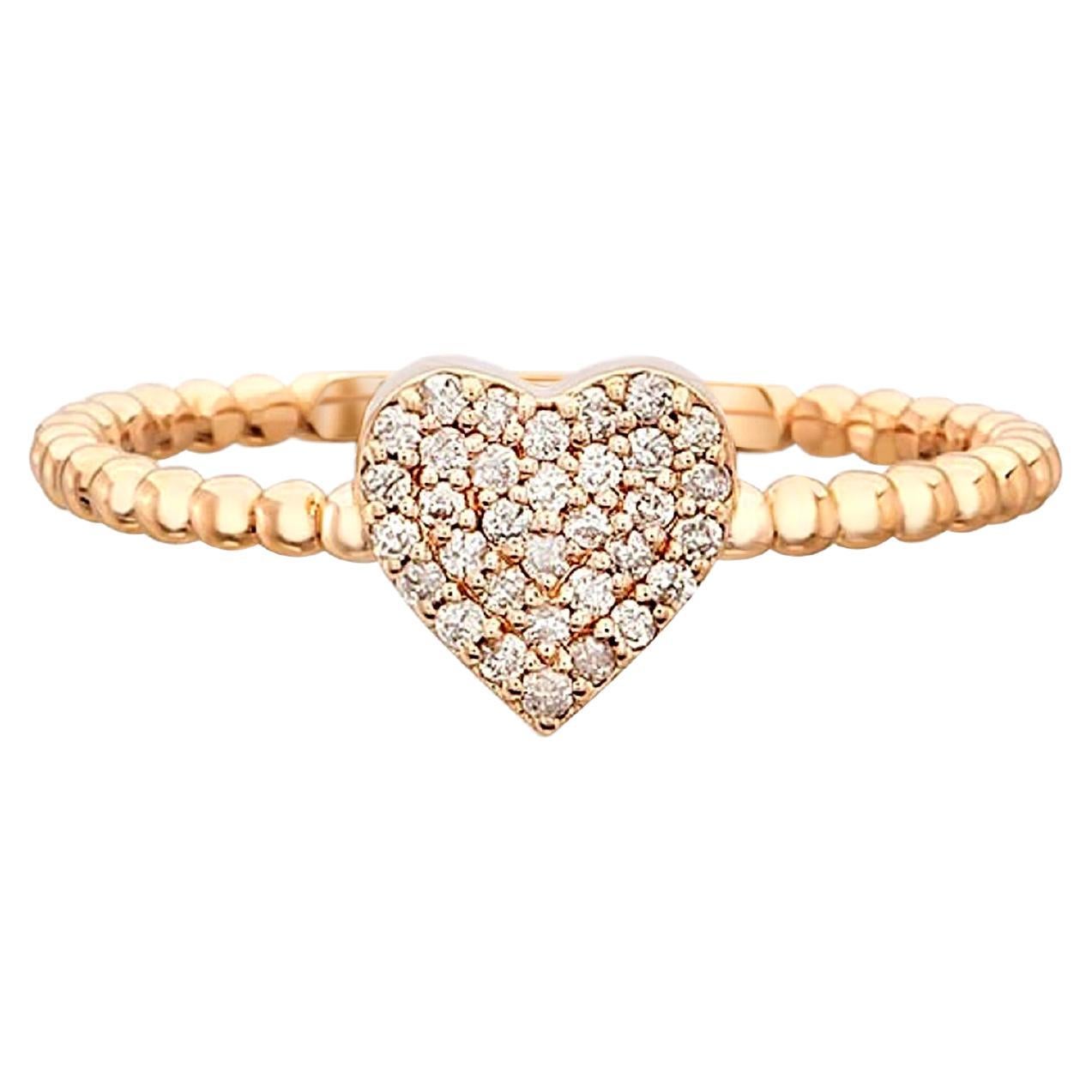 Love Heart Ring 14k gold with moissanites. For Sale