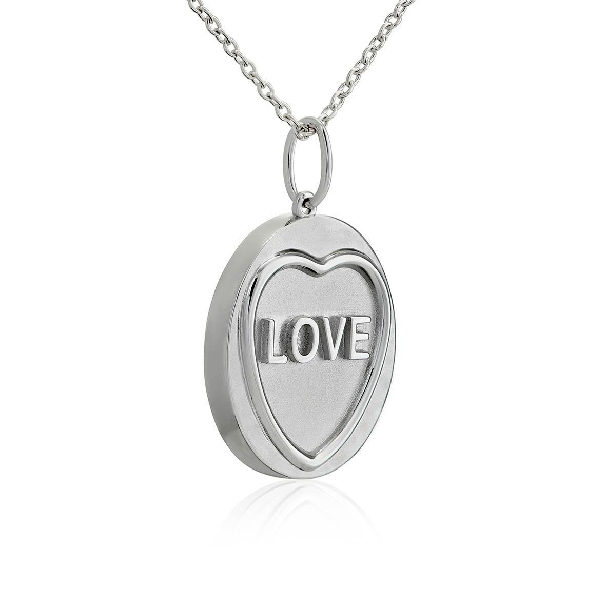 Contemporary Love Hearts Angel Silver Necklace For Sale