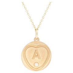 Love Hearts Initial A Necklace in 18 Carat Gold and Diamond On 18 Inch Chain