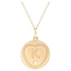 Love Hearts Initial K Halskette aus 18 Karat Gold und Diamanten auf 16 Zoll Kette