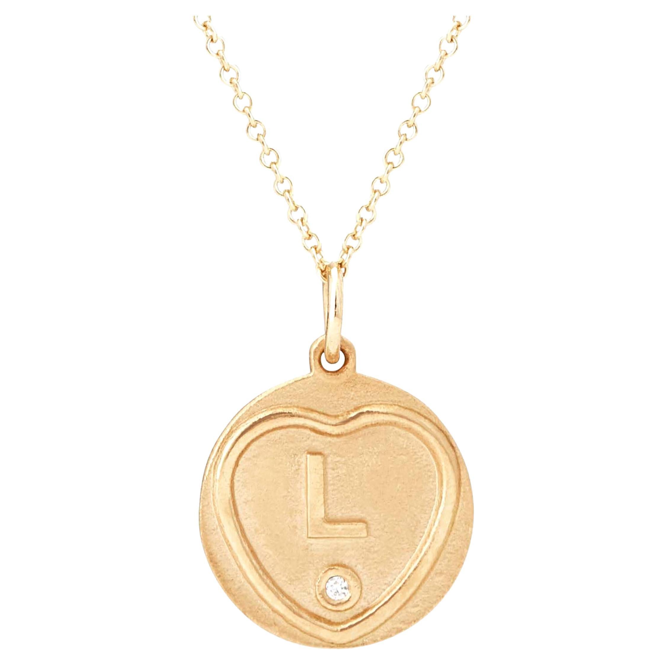 Love Hearts Initial L Necklace in 18 Carat Gold and Diamond On 16 Inch Chain