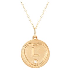 Love Hearts Initial L Halskette aus 18 Karat Gold und Diamanten auf 16 Zoll Kette