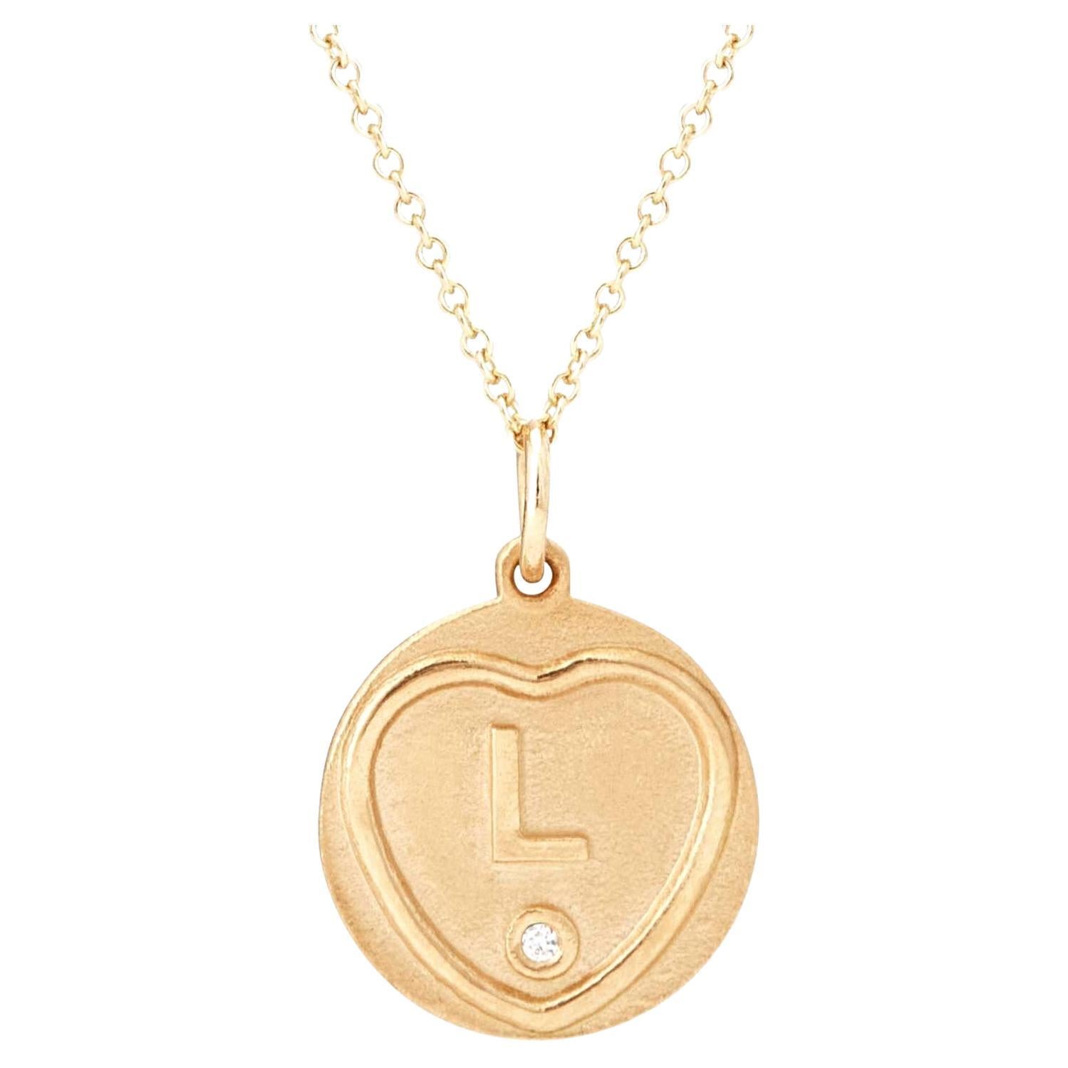 Love Hearts Initial Necklace in 18 Carat Gold and Diamond For Sale