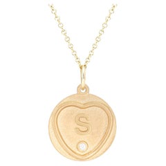 Love Hearts Initial S Necklace in 18 Carat Gold and Diamond