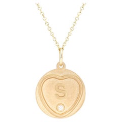 Love Hearts Initial S-Halskette aus 18 Karat Gold und Diamanten auf 16 Zoll Kette