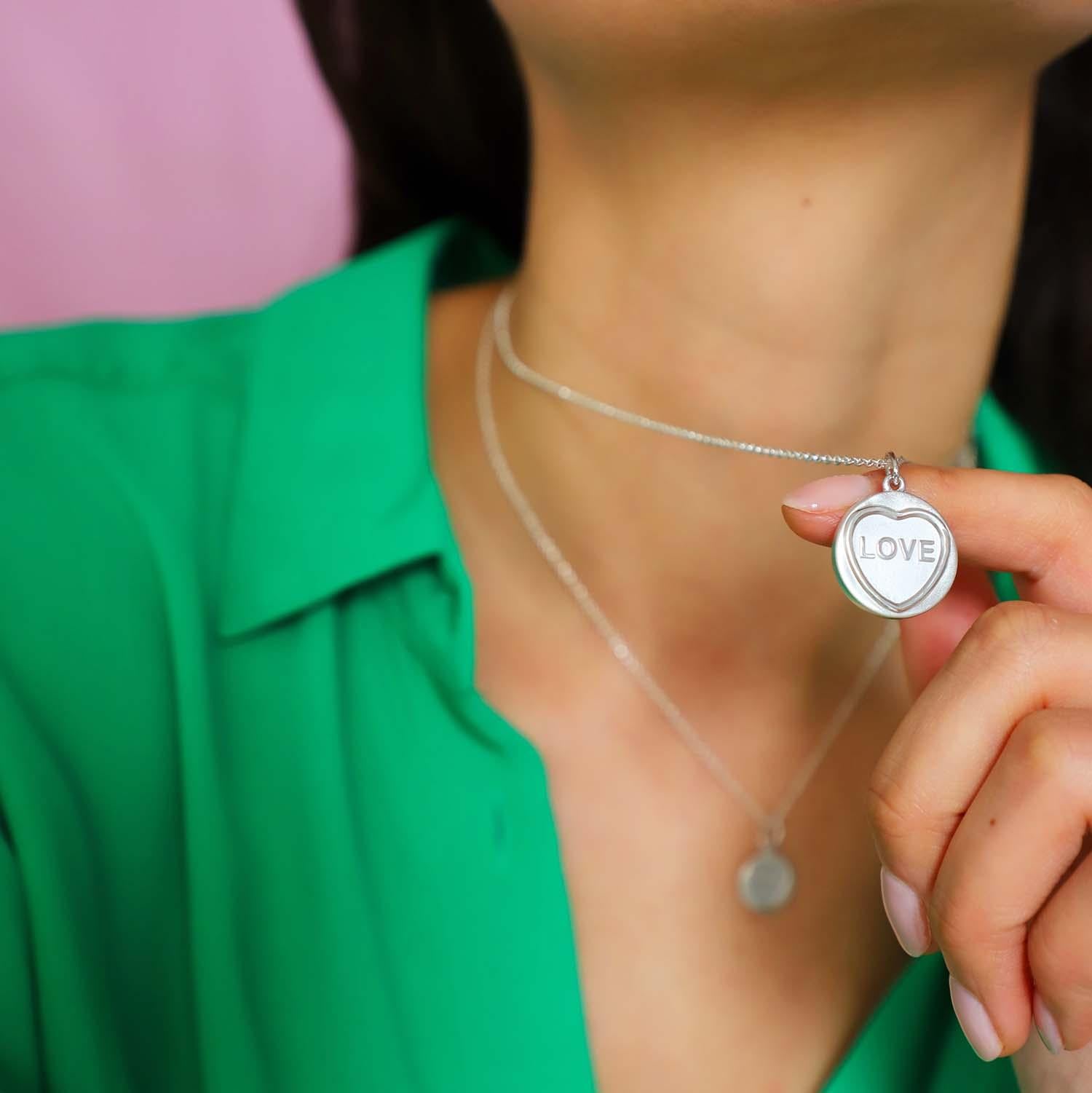 Contemporary Love Hearts Love Silver Necklace For Sale