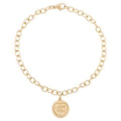 Love Hearts Love You Charm Bracelet in 18 Carat Gold and Diamond