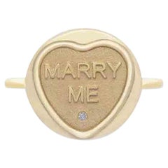 Love Hearts Marry Me 9 Karat Yellow Gold and Diamond Proposal Ring
