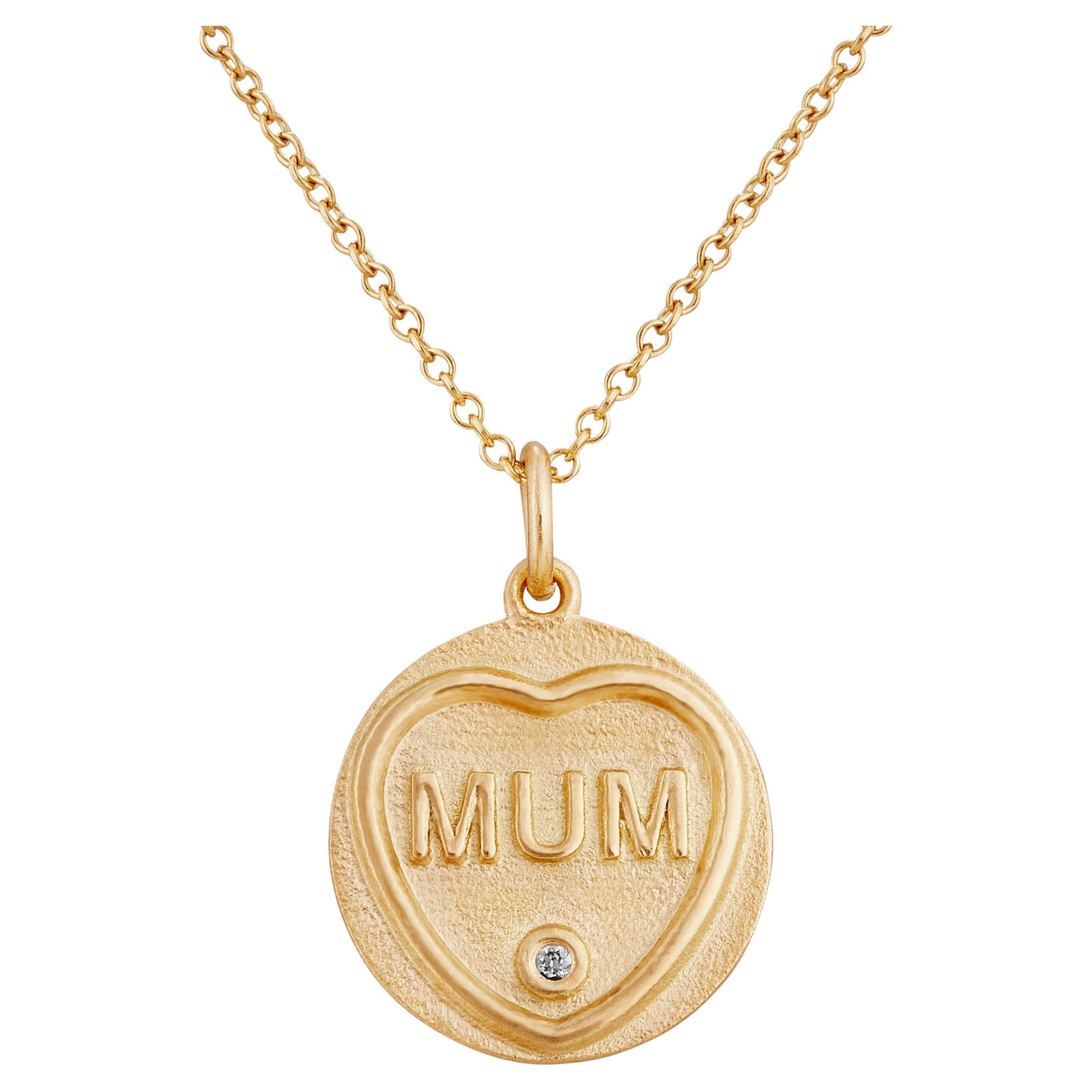 Love Hearts Mum Necklace in 18 Carat Gold and Diamond For Sale