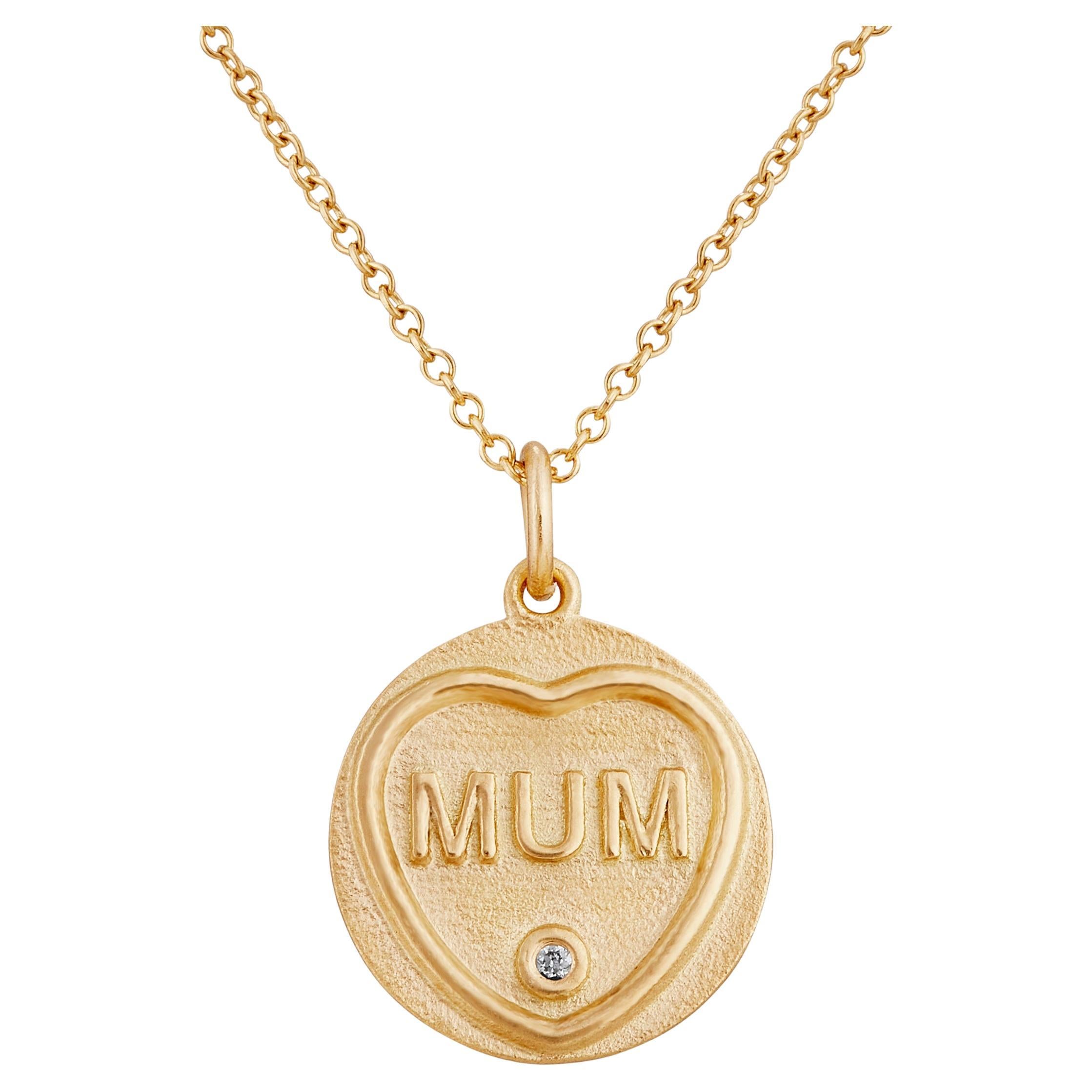 Love Hearts Mum Necklace in 18 Carat Gold and Diamond on 16 Inch Chain