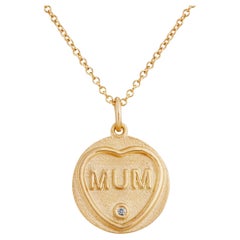 Love Hearts Mum Necklace in 18 Carat Gold and Diamond on 16 Inch Chain