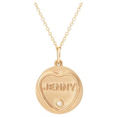 Love Hearts Name Necklace in 18 Carat Gold and Diamond