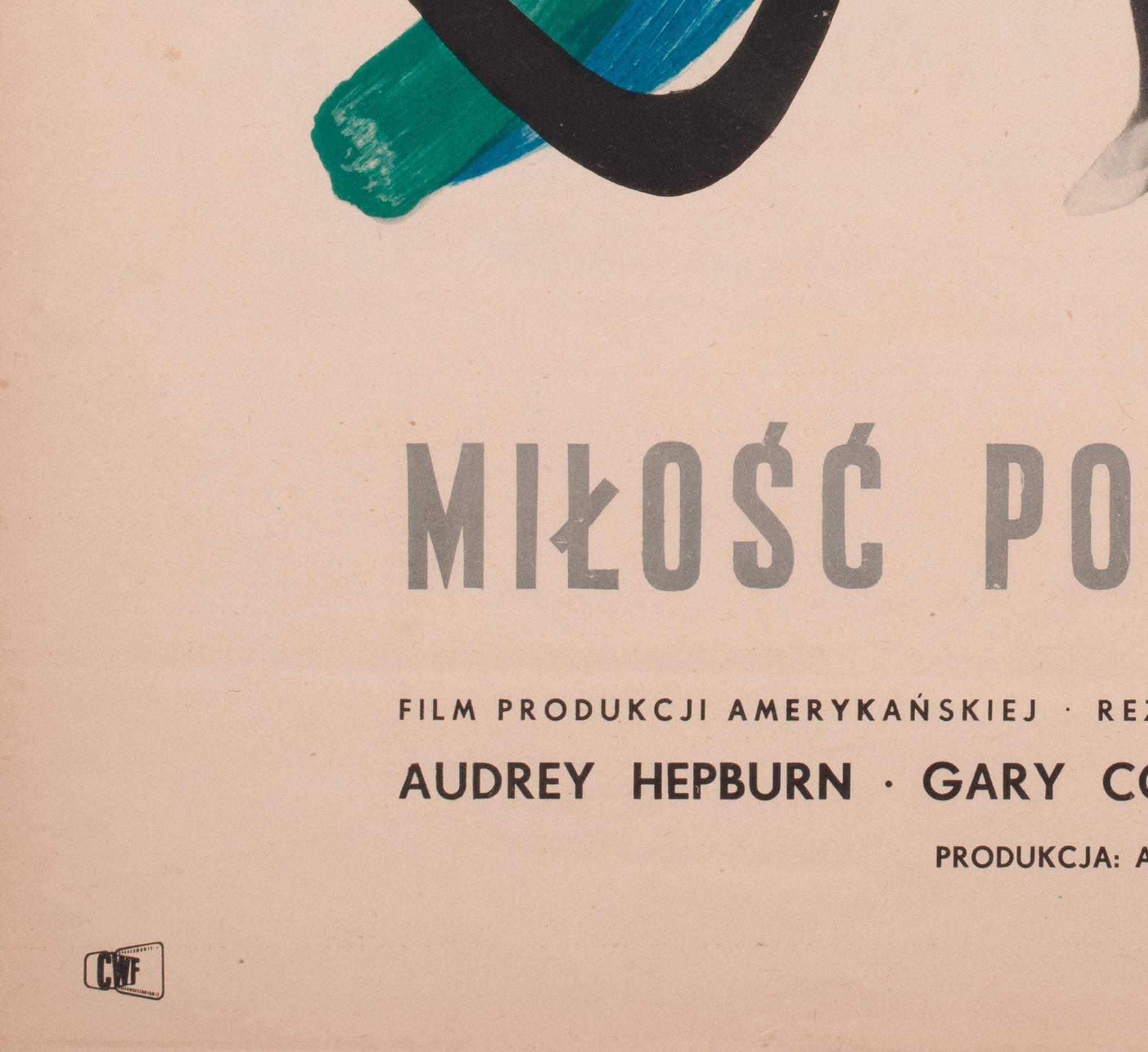 „Love in the Afternoon“, polnisches Filmplakat von Wojciech Fangor, 1957 im Angebot 1
