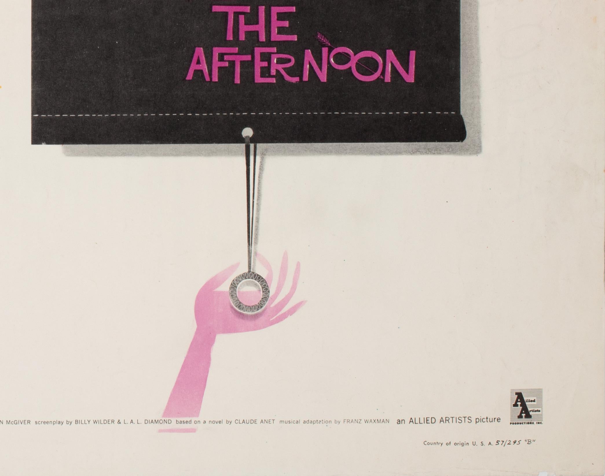 Love in the Afternoon 1957 US 1/2-Blatt-Filmplakat, Saul Bass, Love in the Afternoon (Papier) im Angebot