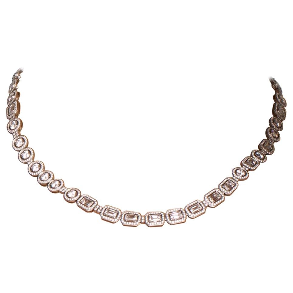 "Love Is a Moment in Time" Morse Code Diamond Necklace 26.86 Carat For Sale