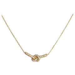 Love Knot Diamond Necklace, 14k Yellow Gold