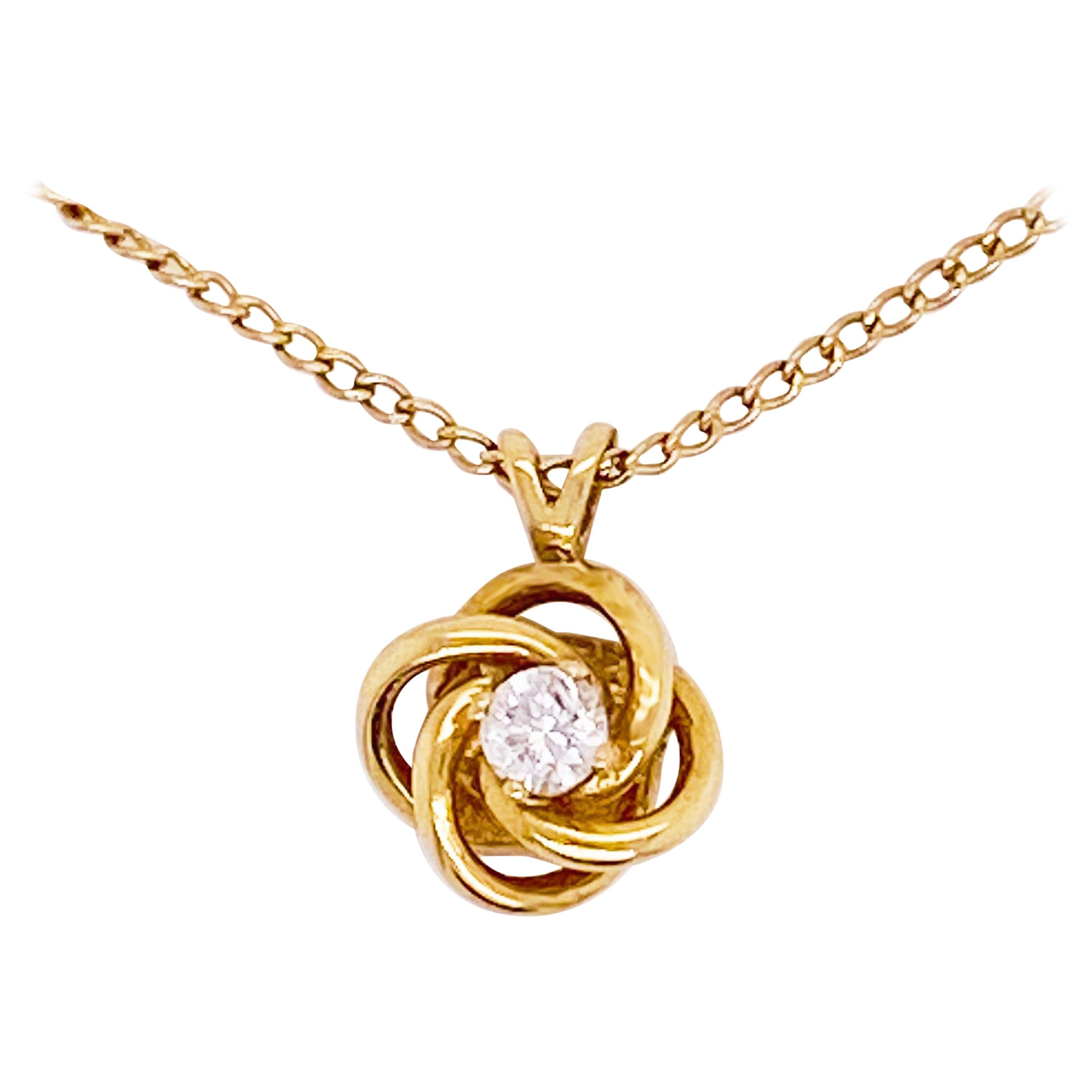 Love Knot Diamond Necklace, 14k Yellow Gold, #NeckMess, True Lovers Knot, Gift