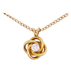 Love Knot Diamant-Halskette:: 14k Gelbgold:: #NeckMess:: True Lovers Knot:: Geschenk