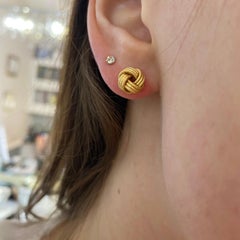 Love Knot Four Loop 9mm Studs 14K Yellow Gold, Mixed Textures