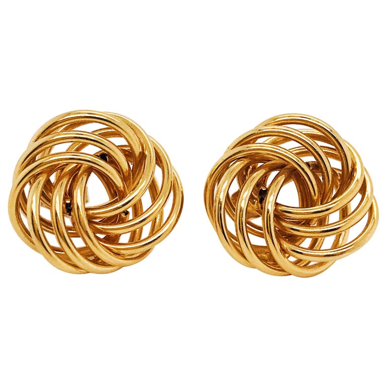 Love Knot Earring Studs in 14 Karat Gold, 14 Karat Gold Earrings Stud Love Knot For Sale at 1stDibs